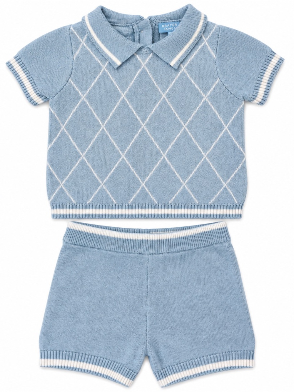 Draper James Baby Boy Argyle Knit Polo Shorts Set 3-6 Months